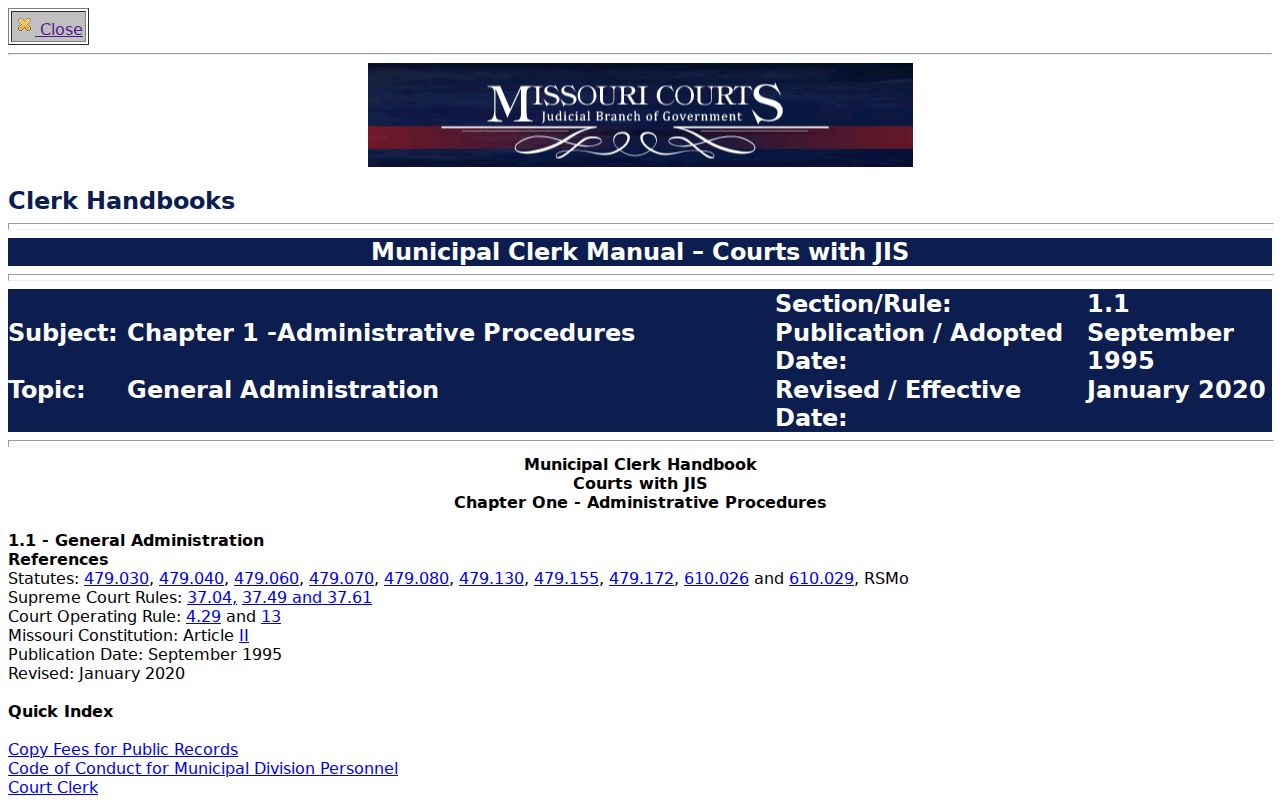 Morgan County court records and Missouri municipal court administration materials