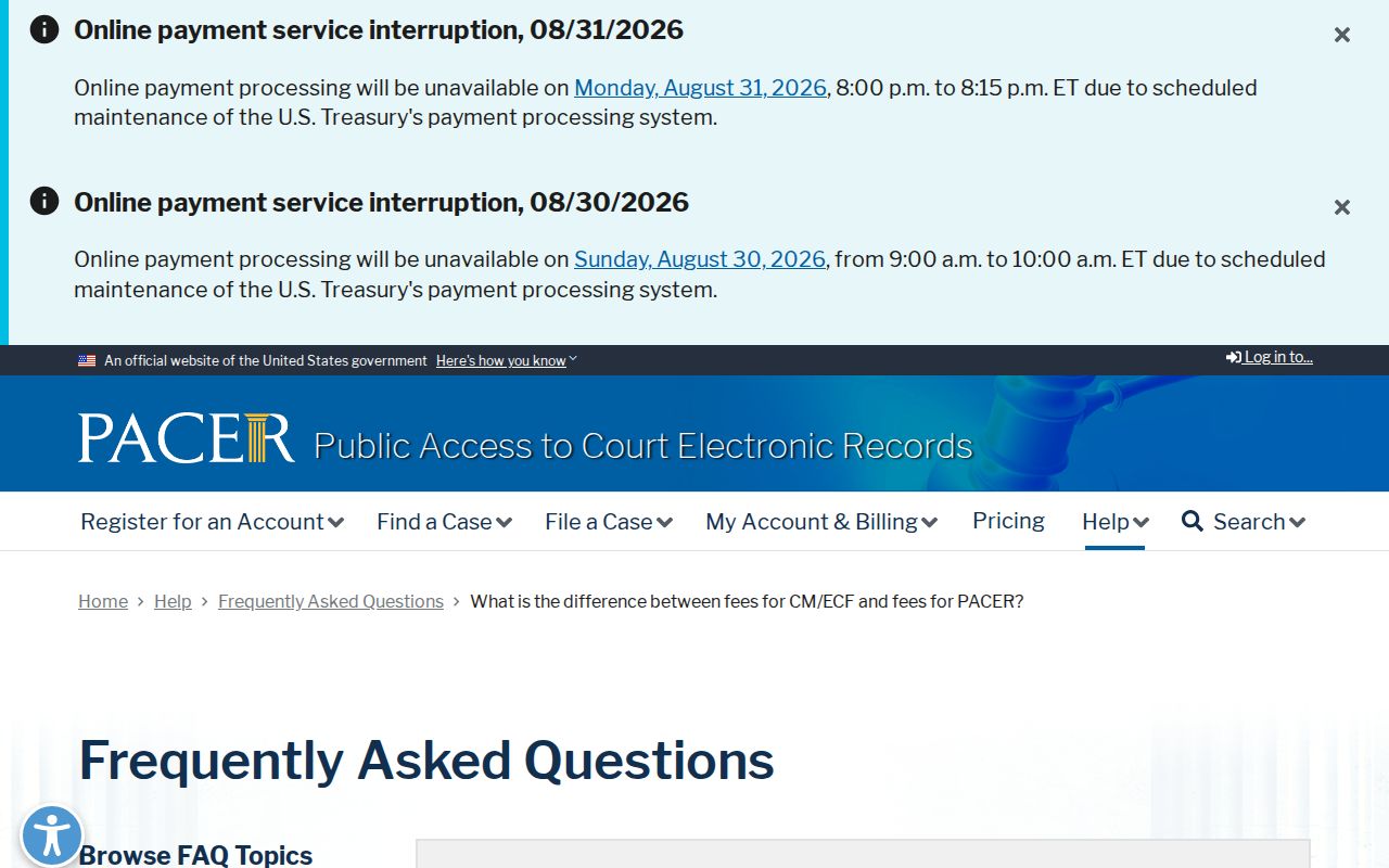 Morgan County court docket comparison of PACER public access and federal CM ECF filing